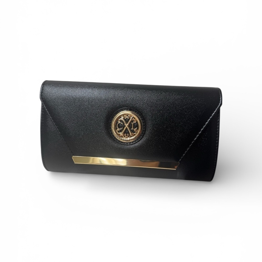 Christian Lacroix Elegant Black Clutch with Gold Accent
